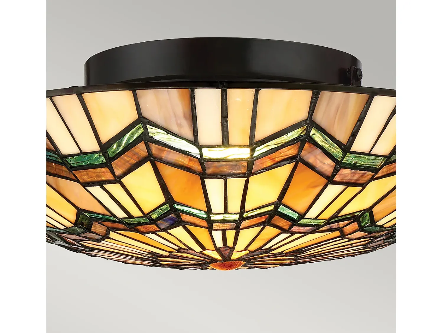 Plafón^Elstead Alcott 2 Light Tiffany Flush Mount - Bronsfinish, E27 Bronce