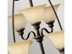 Outlet Elstead Cello 15 ljus ljuskrona antik brons, med glasskärmar Bronce
