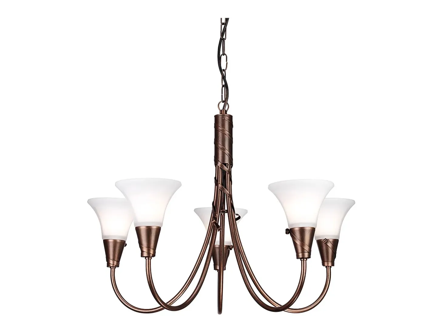 Elstead Emily 5 ljus flerarmad ljuskrona kopparfinish, E14