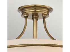 Plafón^Elstead Griffin 3 Light Semi-Flush Light - Weathered Brass, E27 Camel