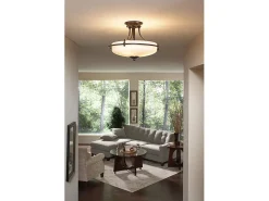 Discount Elstead Griffin 4 Ljus Semi Flush Ceiling Light Palladian Brons, E27 Bronce