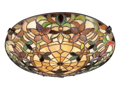 Elstead Kami 2 ljus Tiffany infälld taklampa Vintage brons, E27