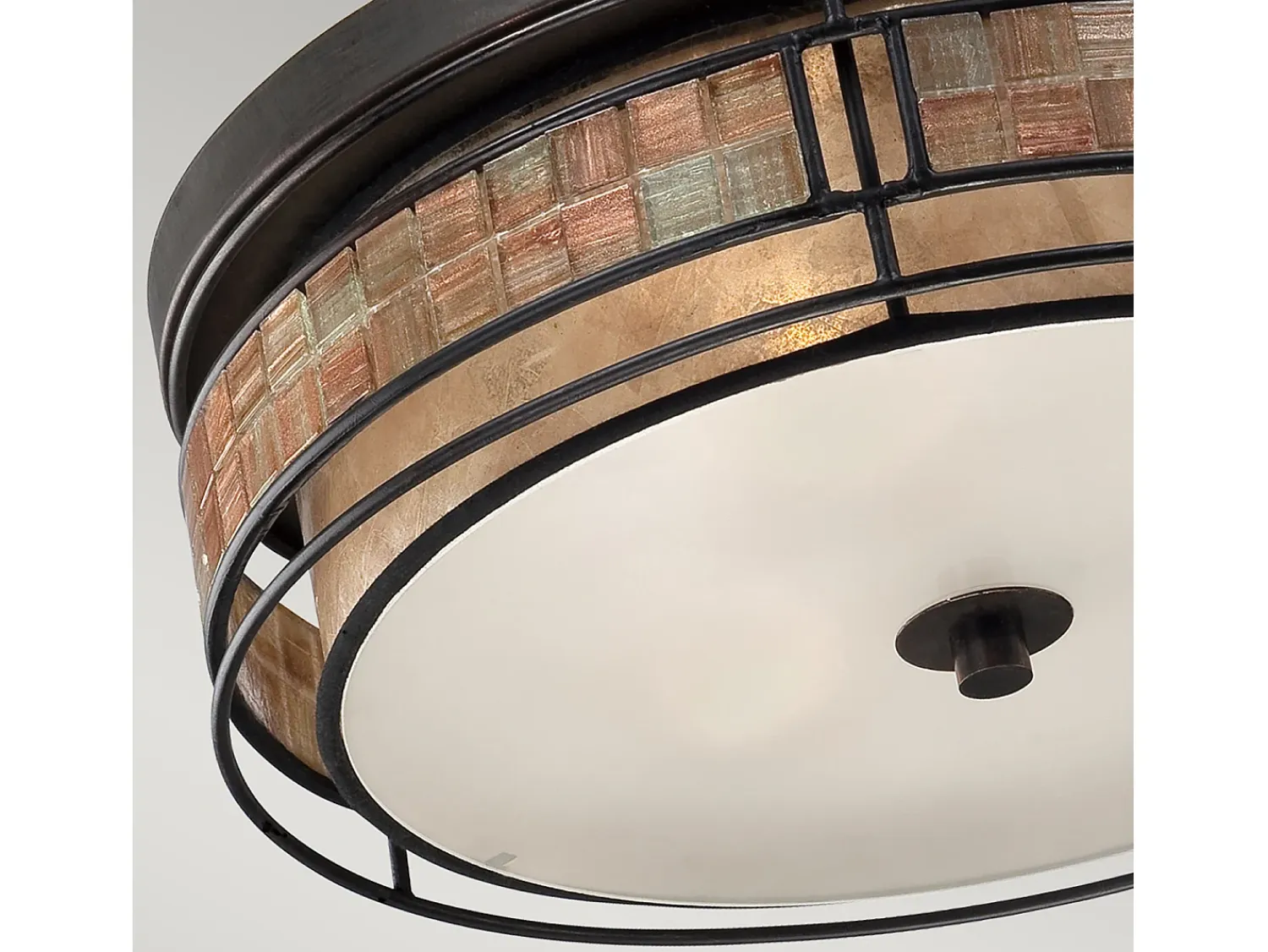 Plafón^Elstead Laguna 3 ljus stor infälld taklampa renässanskoppar, E27 Cobrizo