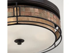 Plafón^Elstead Laguna 3 ljus stor infälld taklampa renässanskoppar, E27 Cobrizo