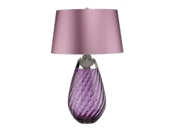 Lámpara De Mesa^Elstead Lena 2 ljus stor plommonbordslampa, plommontonat glas, ljungskärm, E27 Violeta