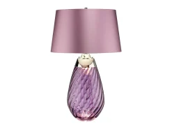 Lámpara De Mesa^Elstead Lena 2 ljus stor plommonbordslampa, plommontonat glas, ljungskärm, E27 Violeta