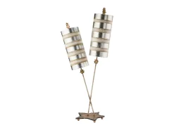 Clearance Elstead Nettle Luxe 2 Ljus Bordslampa Cream, Silver Leaf, E27 Beige