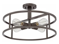 Plafón^Elstead New Harbor 4 Lätt Semi Flush Ceiling Lätt Western Bronze, E27 Bronce