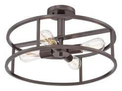 Plafón^Elstead New Harbor 4 Lätt Semi Flush Ceiling Lätt Western Bronze, E27 Bronce