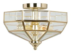 Plafón^Elstead Old Park 2 Ljus Semi Flush Ceiling Light Polerad mässing, E27 Camel
