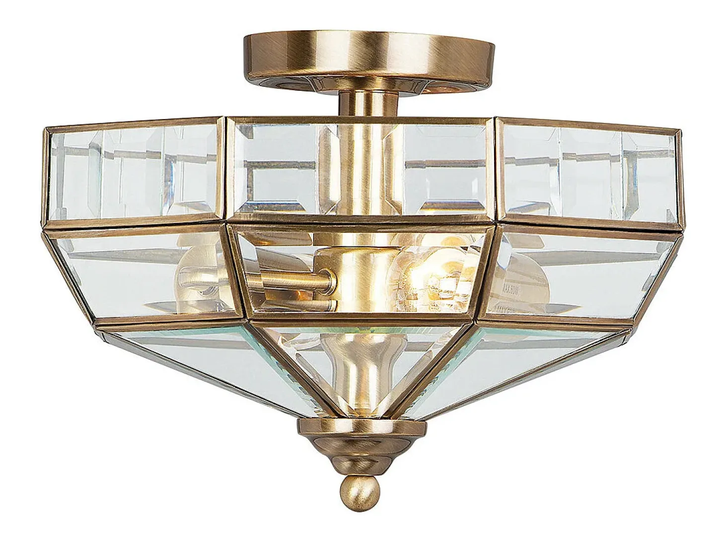Elstead Old Park 2 Ljus Semi Flush Taklampa Antik Mässing, E27