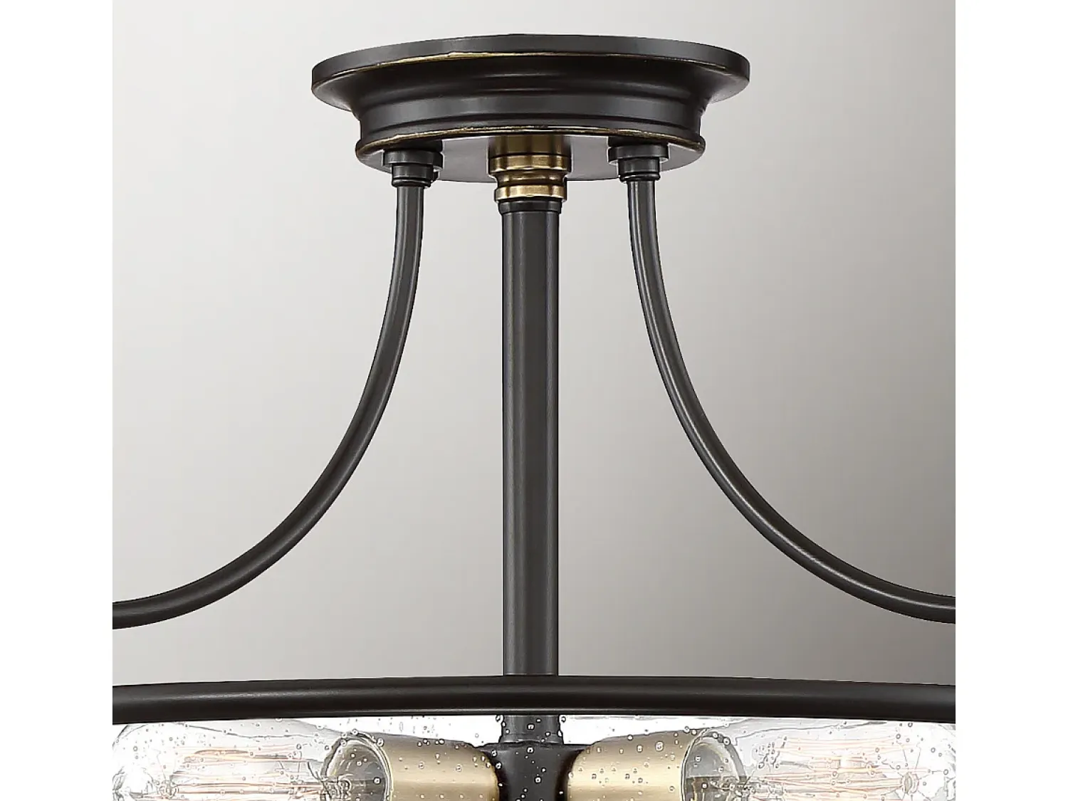 Discount Elstead Quoizel Griffin Skål semi-flush tak ljus palladisk brons med väderbitna mässing accenter Bronce