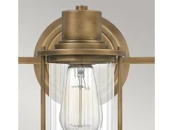 Outlet Elstead Quoizel Riggs Vägglampa Weathered Brass, IP44 Camel