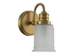 New Elstead Quoizel Swell Vägglampa Borstad mässing, IP44 Camel