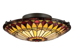 Best Elstead West End 2 ljus infälld taklampa Vintage brons, Tiffany Glas, E27 Bronce