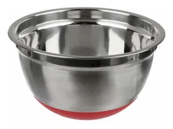 Sale Mobilibrico Ensaladera de Acero Inoxidable Antideslizante 4,5L Plata y Rojo D. 25,8 x H. 13,8 cm Plateado