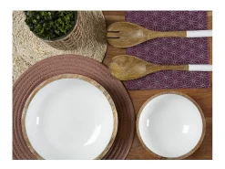 New Aubry Gaspard Ensaladera de mango y resina blanca Diámetro 25 cm Blanco