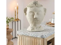 Online Made In Meubles Escultura de busto de mujer en papel maché Ambroise - Obra de arte contemporánea e intemporal Blanco