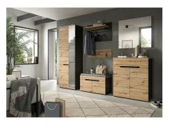 Discount ebuy24 Espejo Canu decoración roble. Marru00f3n