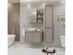 Meublorama Espejo^Espejo con almacenaje para baño GOBI color marrón Marru00f3n