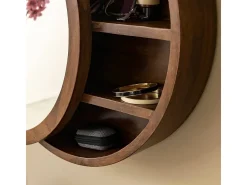 Espejo con estantes en madera de mango oscuro Remick