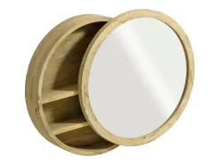 Made In Meubles Espejo De Pared|Espejo^Espejo con estantes en madera de mango Juliet Color natural claro