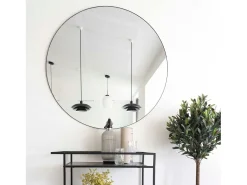 Outlet ebuy24 Espejo de aluminio redondo con marco Ø 80 cm Negro