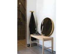 Espejo de aluminio redondo con marco marrón claro Ø 60 cm