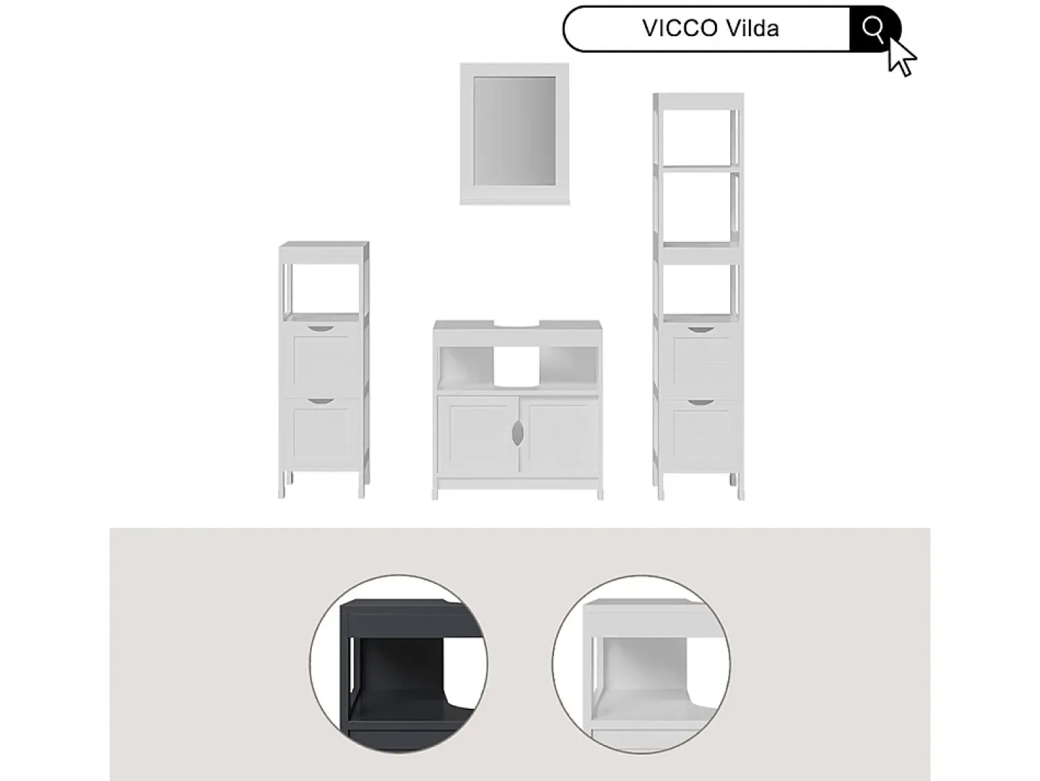 Vicco Espejo^Espejo de baño 40x10x50 vilda Blanco