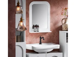 Espejo de Baño con 1 Estante Espejo de Pared Blanco 38 x 9 x 54 cm BZR162-W SoBuy ES