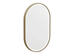 Espejo de baño con luz y marco redondeado dorado - 50 x 80 cm - ALARICO