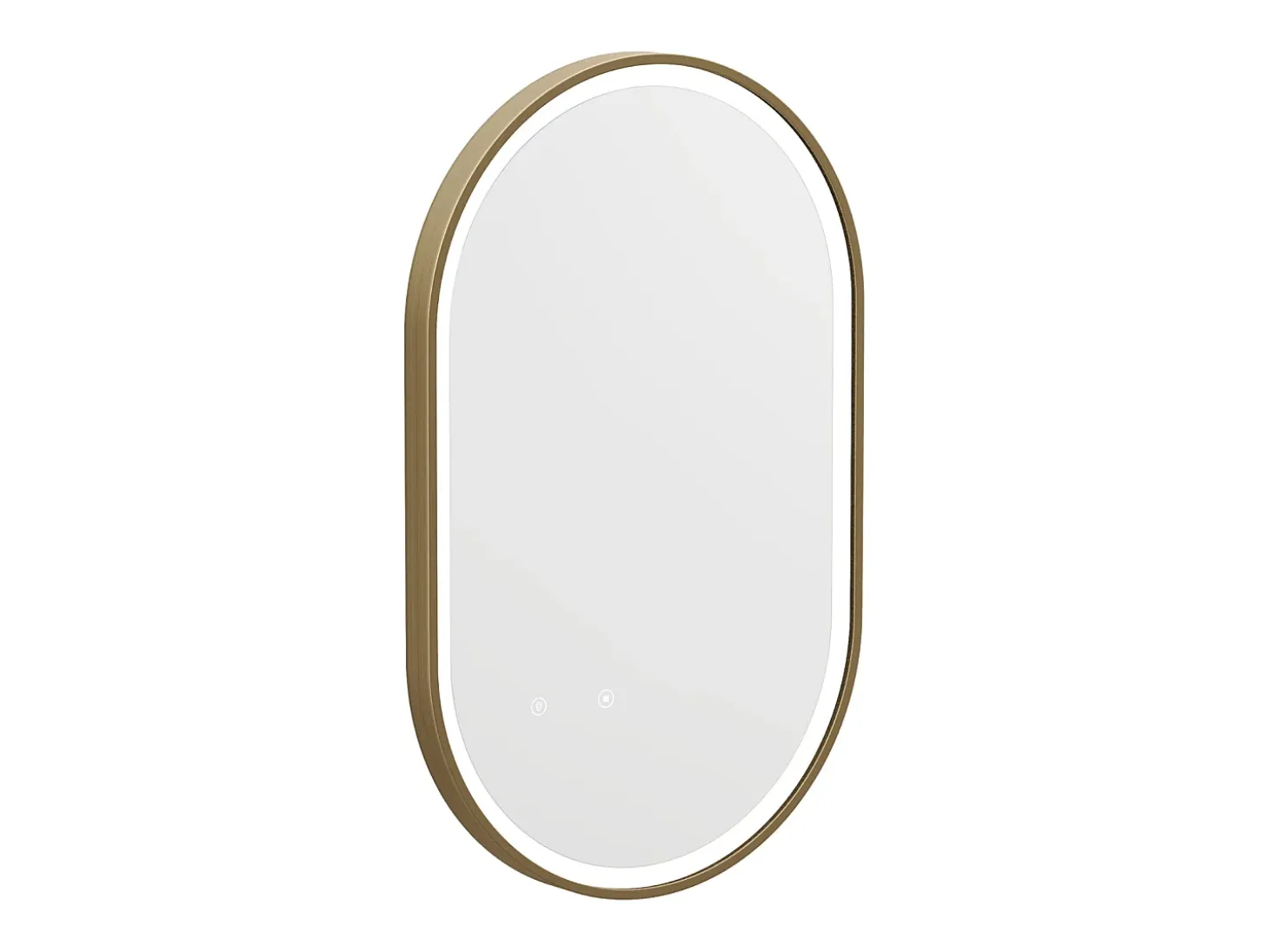 Espejo de baño con luz y marco redondeado dorado - 50 x 80 cm - ALARICO