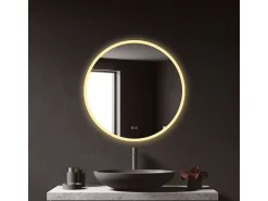 EDM Espejo^Espejo de baño luz LED 20W forma circular Ø60 cm Transparente