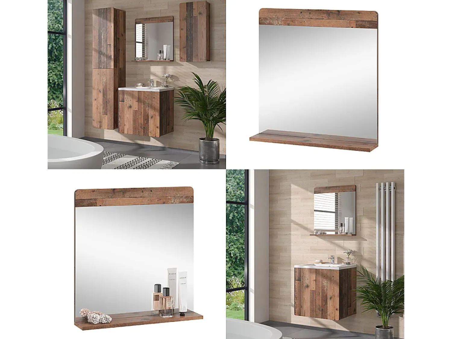 Online Vicco Espejo de baño estilo antiguo 60x12x62 izan Marru00f3n