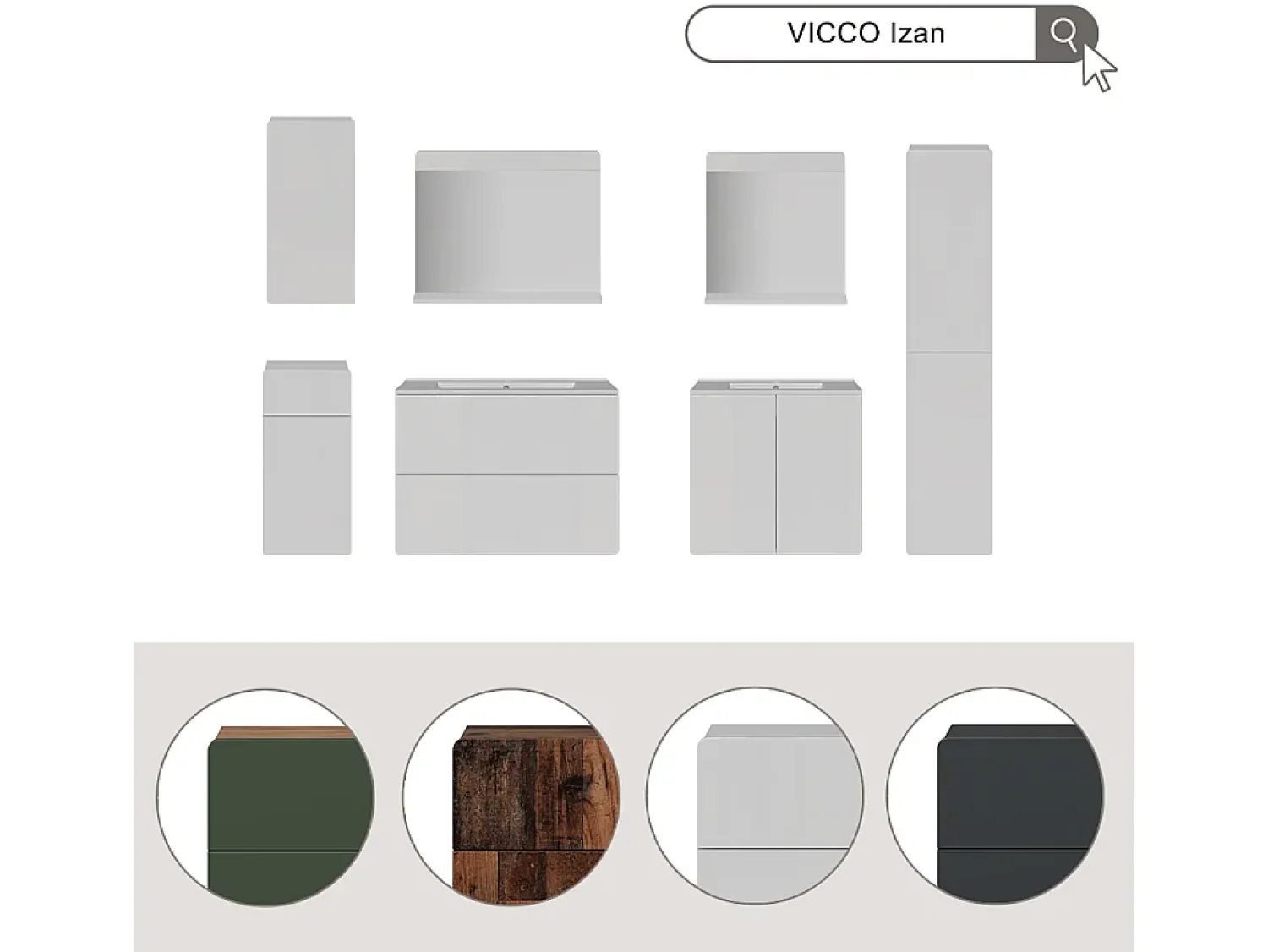 Vicco Espejo^Espejo de baño 60x12x62 izan Gris