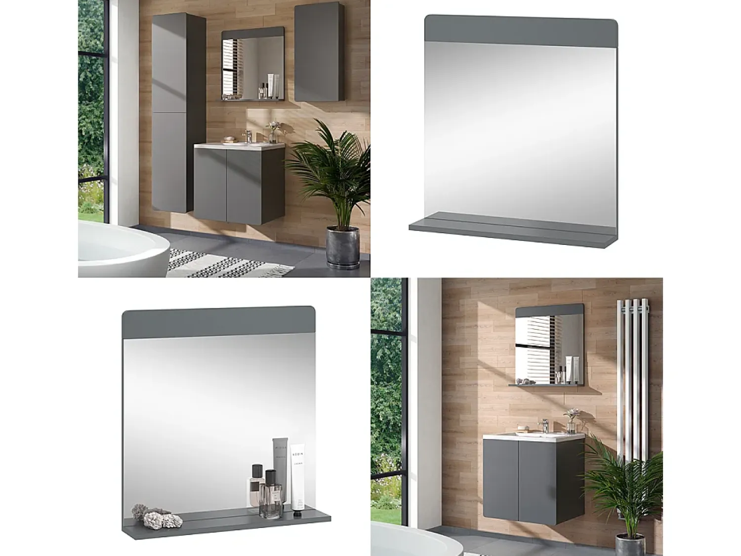 Vicco Espejo^Espejo de baño 60x12x62 izan Gris