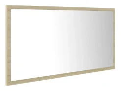 New Helloshop26 Espejo de baño LED 90 x 8,5 x 37 cm roble acrílico 02_0006964 Beige