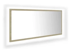 Helloshop26 Espejo^Espejo de baño LED 100 x 8,5 x 37 cm acrílico roble Sonoma 02_0006960 Beige