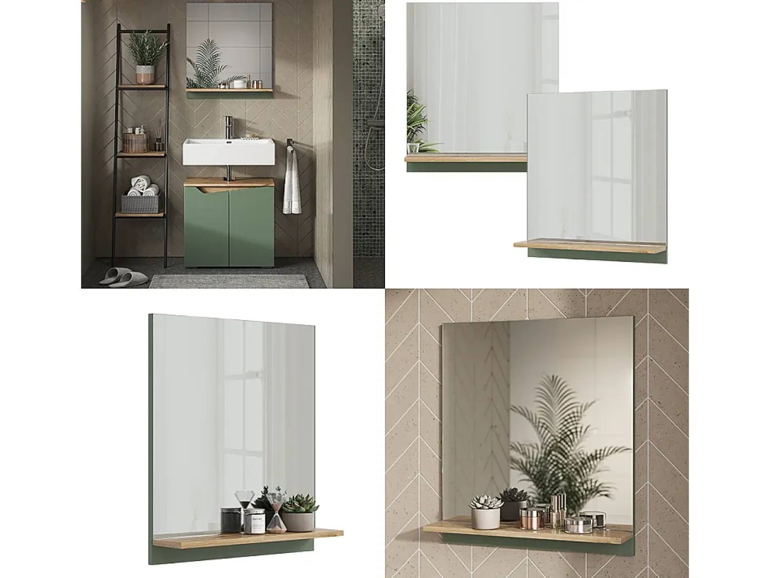 Vicco Espejo^Espejo de baño /artesano 60x14x67 marelle Verde