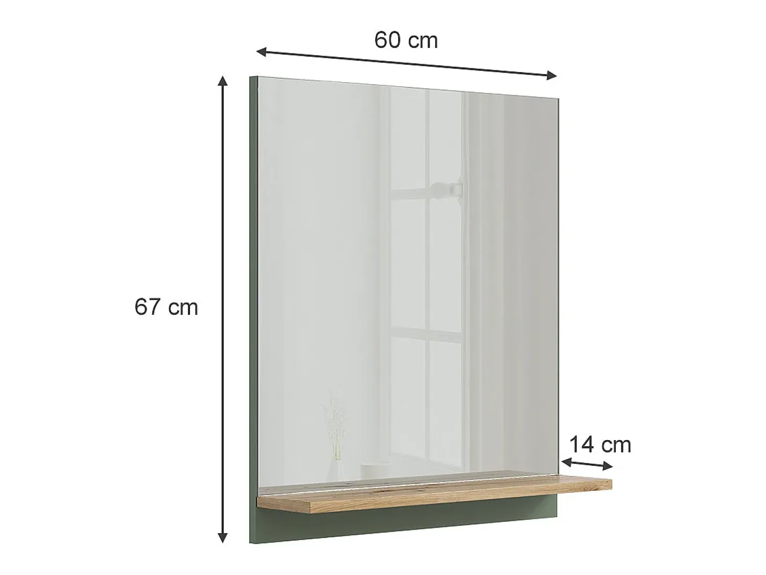 Vicco Espejo^Espejo de baño /artesano 60x14x67 marelle Verde