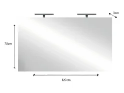 Discount Meublorama Espejo de diseño con 2 leds, 120x75 cm, colección KUBRICK Blanco