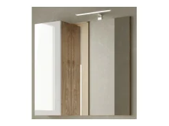 Best Meublorama Espejo de diseño con almacenamiento, 78x75 cm, colección BURA, color brillante y roble claro Blanco