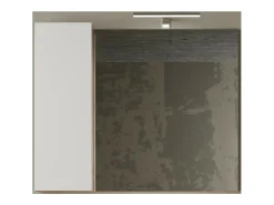 Meublorama Espejo^Espejo de diseño con almacenamiento, 92x75 cm, colección BURA, en colores brillante y roble claro. Blanco