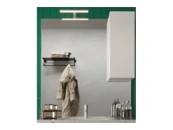 Discount Meublorama Espejo de diseño con almacenamiento, 100x110 cm, colección VITARIO, color brillante. Blanco