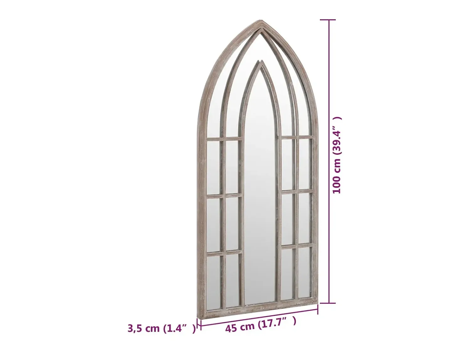 New Espejo de Jardín Arena 100x45cm Hierro para uso exterior Crema