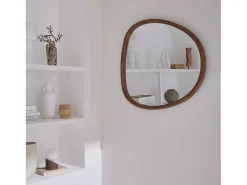 Espejo de madera de abeto decorativo de pared, 75cm nogal