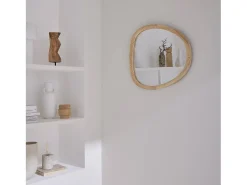 Espejo de madera de abeto decorativo de pared, 55cm natural