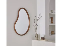 Sweeek Espejo^Espejo de madera de abeto decorativo de pared, 85cm nogal Color natural oscuro