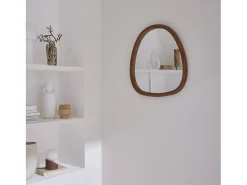 Sweeek Espejo De Pared|Espejo^Espejo de madera de abeto decorativo de pared, 55cm nogal Color natural oscuro