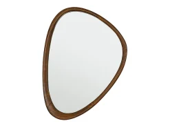 BERAH GETAH Espejo De Pared|Espejo^Espejo de madera de mindi maciza con acabado nogal 75x60 cm Marru00f3n